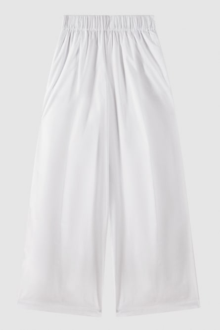 High-waisted palazzo pants in cotton, White, Patrizia Pepe