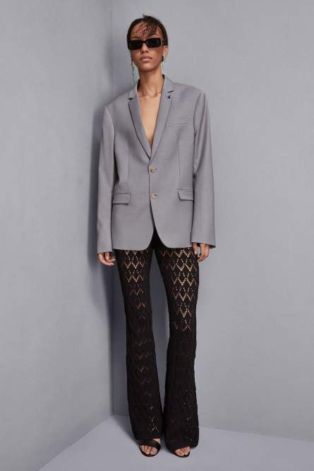 Open-Crochet Flare Pants, Black, Patrizia Pepe