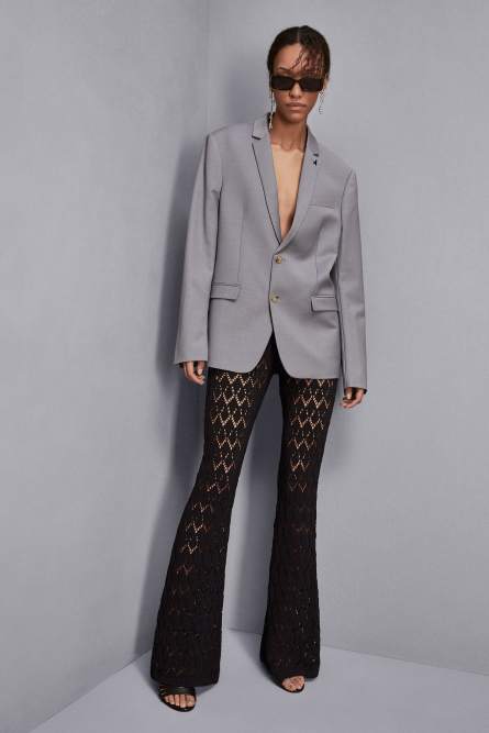 Open-Crochet Flare Pants, Black, Patrizia Pepe