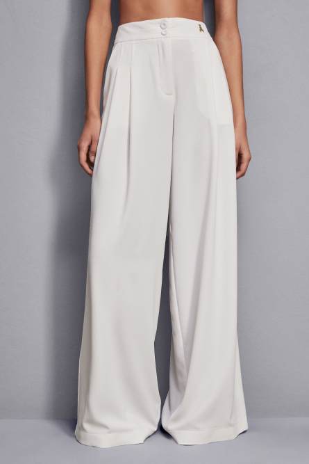 Palazzo pants with pleats, White, Patrizia Pepe