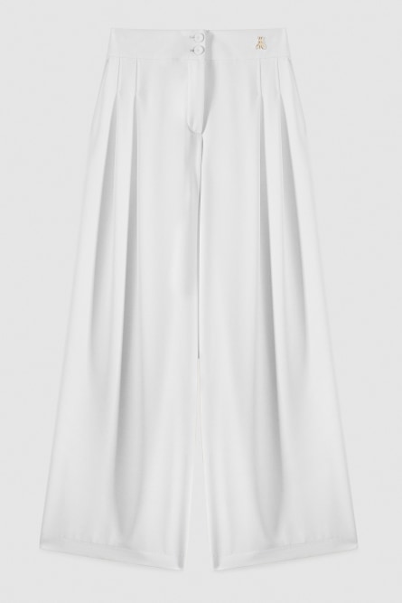 Palazzo pants with pleats, White, Patrizia Pepe