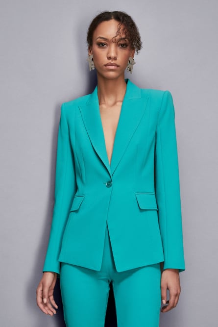 Fitted crêpe sablé blazer, Green, Patrizia Pepe