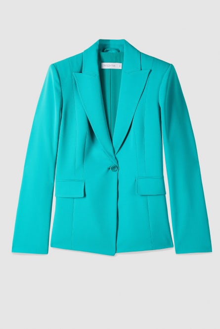 Fitted crêpe sablé blazer, Green, Patrizia Pepe