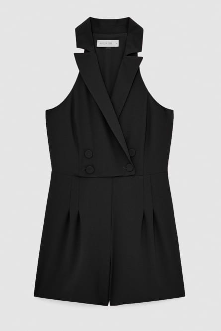 Mono mini cruzado de crepé, Negro