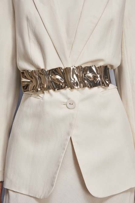 High-waisted smooth leather belt, Black, Patrizia Pepe
