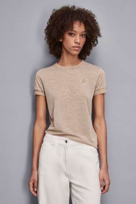 Essential knit T-shirt, Beige, Patrizia Pepe