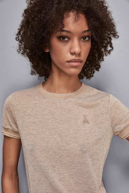 Essential knit T-shirt, Beige, Patrizia Pepe