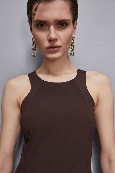 Stretch sheath dress, Brown, Patrizia Pepe