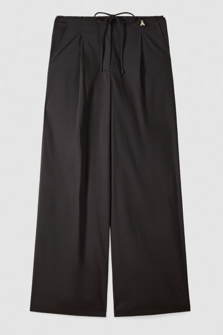 Low-waisted cotton palazzo fit pants, Black, Patrizia Pepe