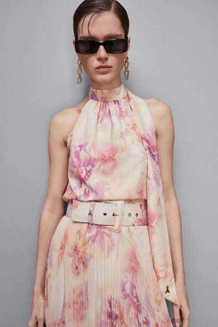 Cintura a vita alta con stampa fiori, Multicolor, Patrizia Pepe