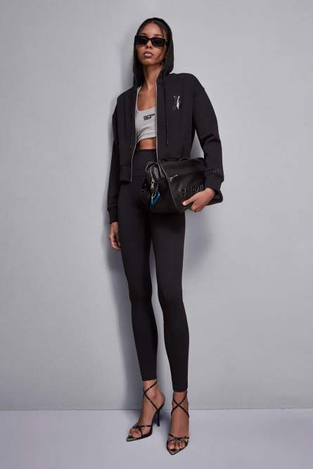 High-waisted jersey leggings, Black, Patrizia Pepe