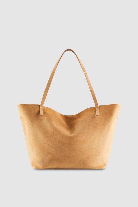 Suede leather shopping bag, Beige, Patrizia Pepe