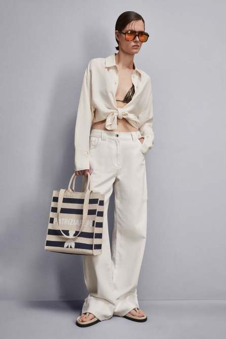 Vertikale Shopper aus Strickstoff, Beige, Patrizia Pepe