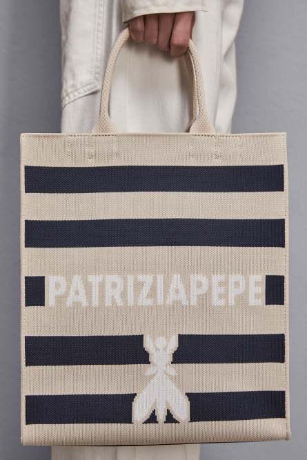 Vertikale Shopper aus Strickstoff, Beige, Patrizia Pepe