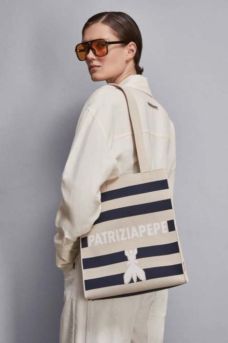 Vertikale Shopper aus Strickstoff, Beige, Patrizia Pepe