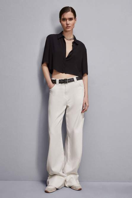 Camisa de viscosa Essential, Negro