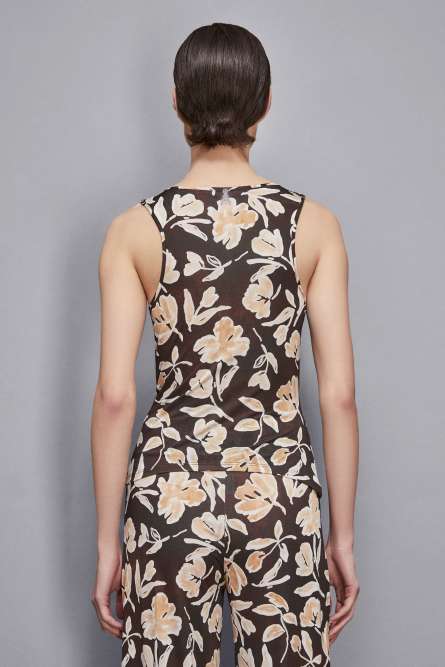 Top de punto con flores, Multicolor