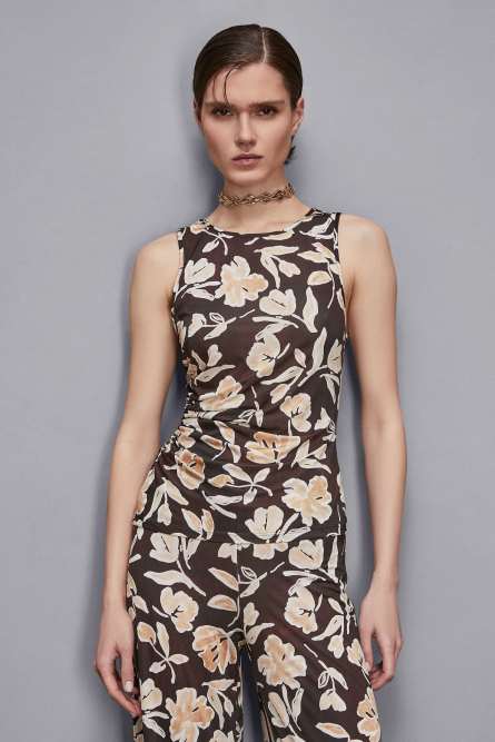 Top de punto con flores, Multicolor