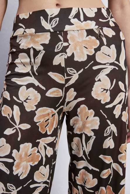 Pantalón palazzo con flores, Multicolor