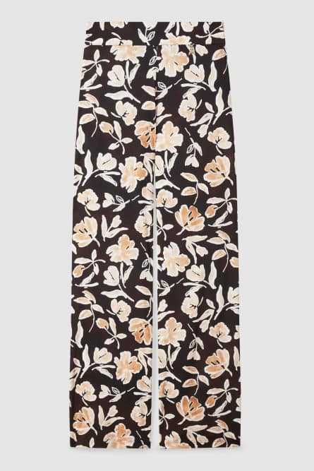 Pantalón palazzo con flores, Multicolor