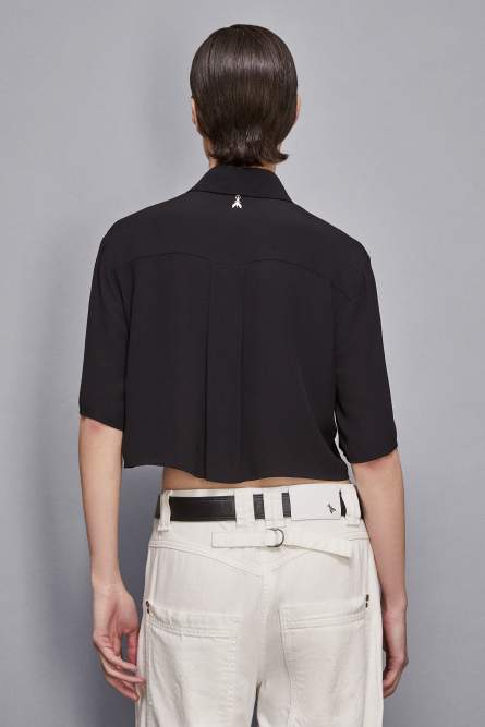 Camisa de viscosa Essential, Negro