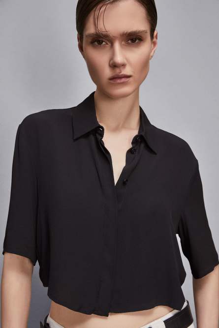 Camisa de viscosa Essential, Negro