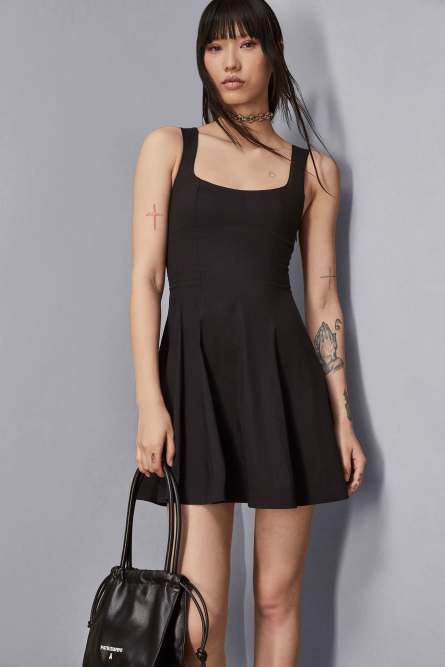 Short bustier dress in poplin, Black, Patrizia Pepe