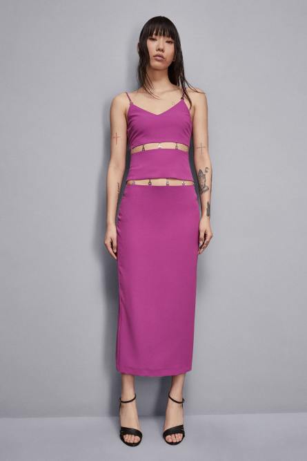 Straight crepe ankle skirt, Purple, Patrizia Pepe