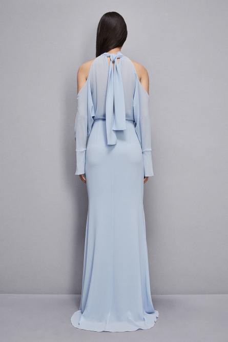Schulterfreies Cocktailkleid, Blau, Patrizia Pepe