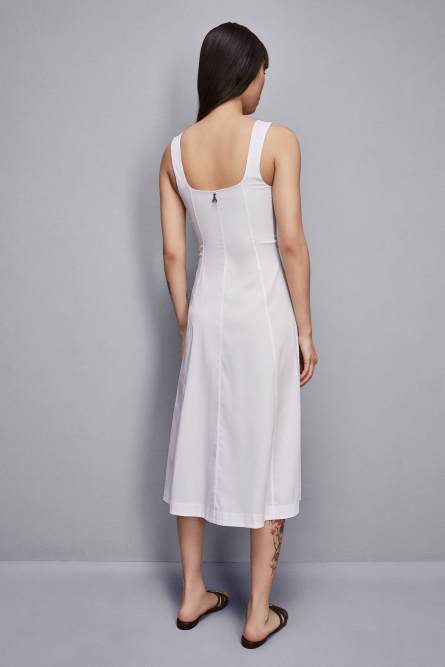 Midi bustier dress in poplin, White, Patrizia Pepe