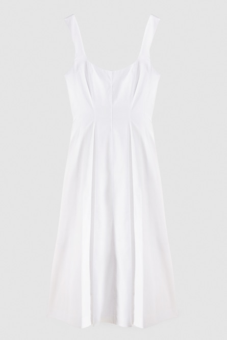 Midi bustier dress in poplin, White, Patrizia Pepe