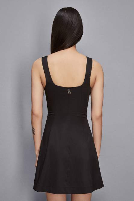 Short bustier dress in poplin, Black, Patrizia Pepe