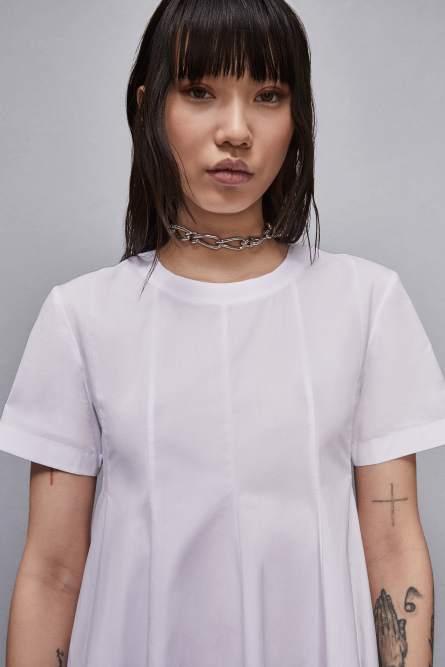Vestido camiseta corto de algodón, Blanco