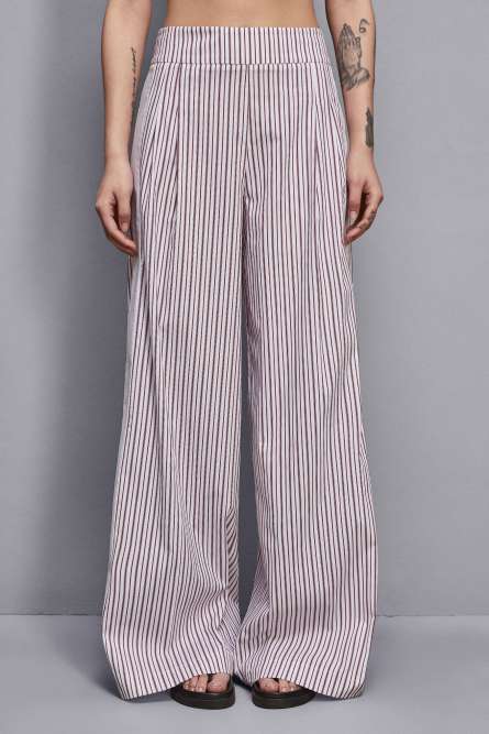 Striped poplin palazzo trousers, Multicolor, Patrizia Pepe