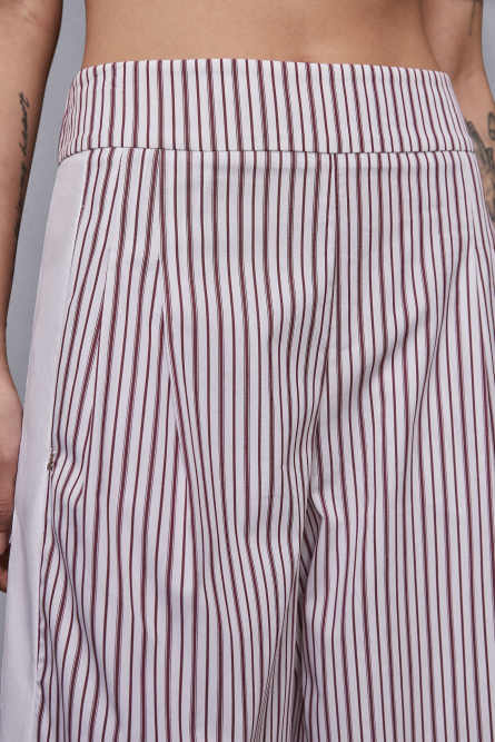 Striped poplin palazzo trousers, Multicolor, Patrizia Pepe