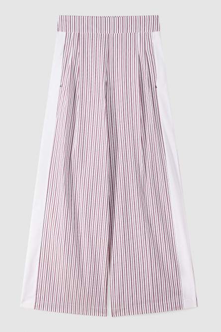 Striped poplin palazzo trousers, Multicolor, Patrizia Pepe