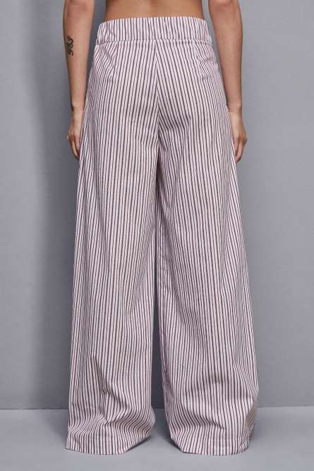 Striped poplin palazzo trousers, Multicolor, Patrizia Pepe