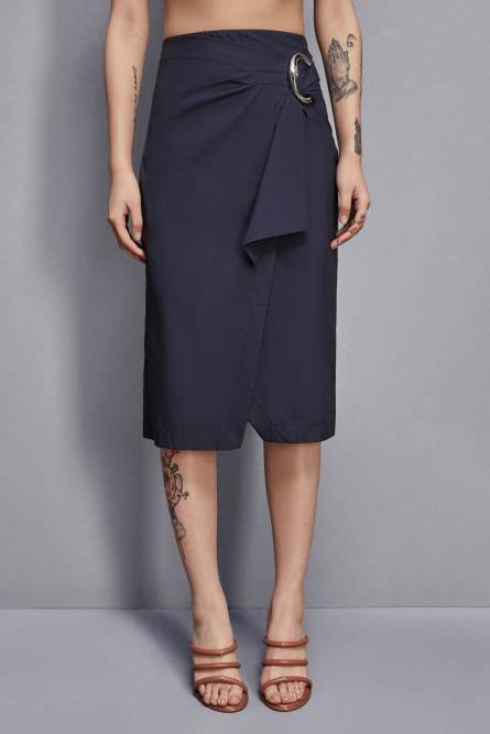 Technical poplin midi skirt, Blue, Patrizia Pepe