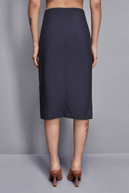 Technical poplin midi skirt, Blue, Patrizia Pepe