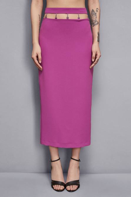 Straight crepe ankle skirt, Purple, Patrizia Pepe