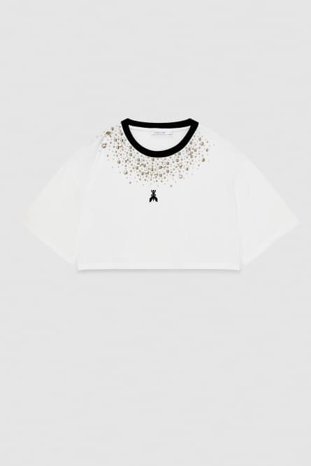 Cropped jersey cotton t-shirt, White, Patrizia Pepe