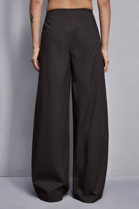 Low-waisted cotton palazzo fit pants, Black, Patrizia Pepe