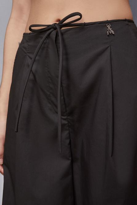 Low-waisted cotton palazzo fit pants, Black, Patrizia Pepe