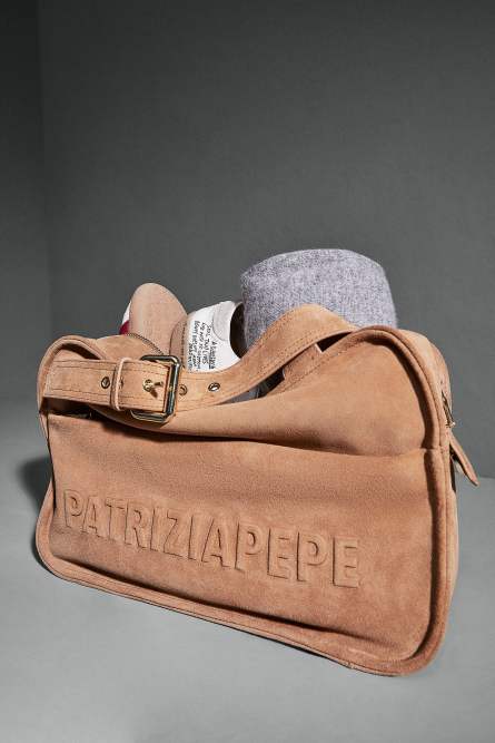 (IM)PERFECTION suede shopping bag, Beige, Patrizia Pepe
