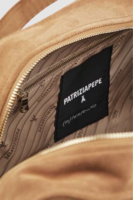 (IM)PERFECTION suede shopping bag, Beige, Patrizia Pepe