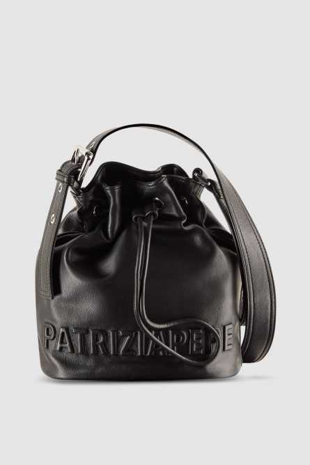 (IM)PERFECTION leather bucket bag medium, Black, Patrizia Pepe