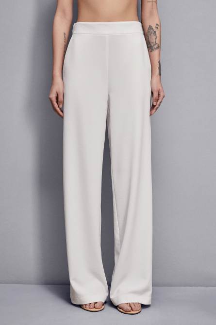 Straight crepe pants, White, Patrizia Pepe