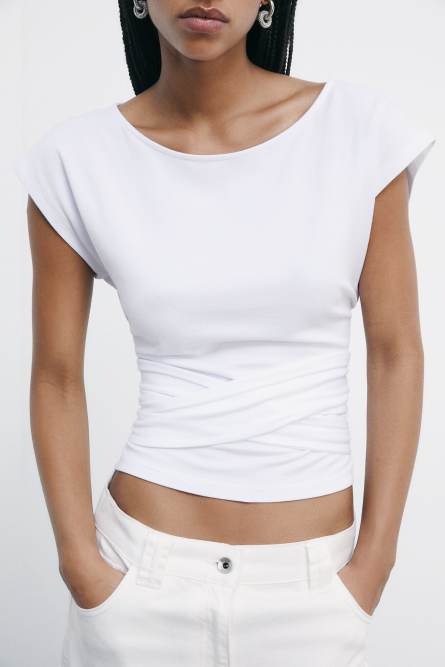 T-shirt con fusciacca, Bianco, Patrizia Pepe