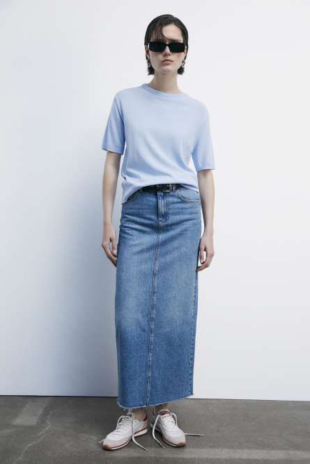 T-shirt in maglia, Azzurro, Patrizia Pepe