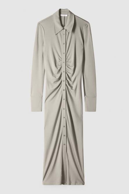 Fitted midi dress with draping, Beige, Patrizia Pepe